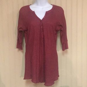 Maurice’s 3/4 length ribbed 1/4 button shirt